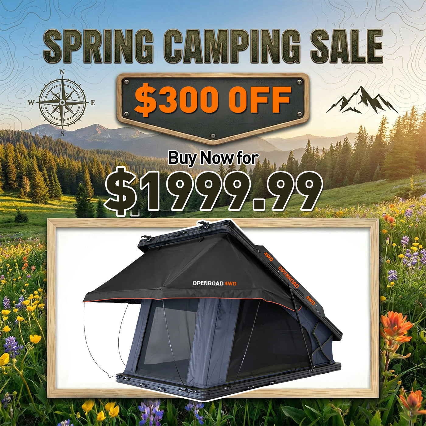 OPENROAD Aluminum Hard Shell Roof Top Tent-PeakRoof LT Series