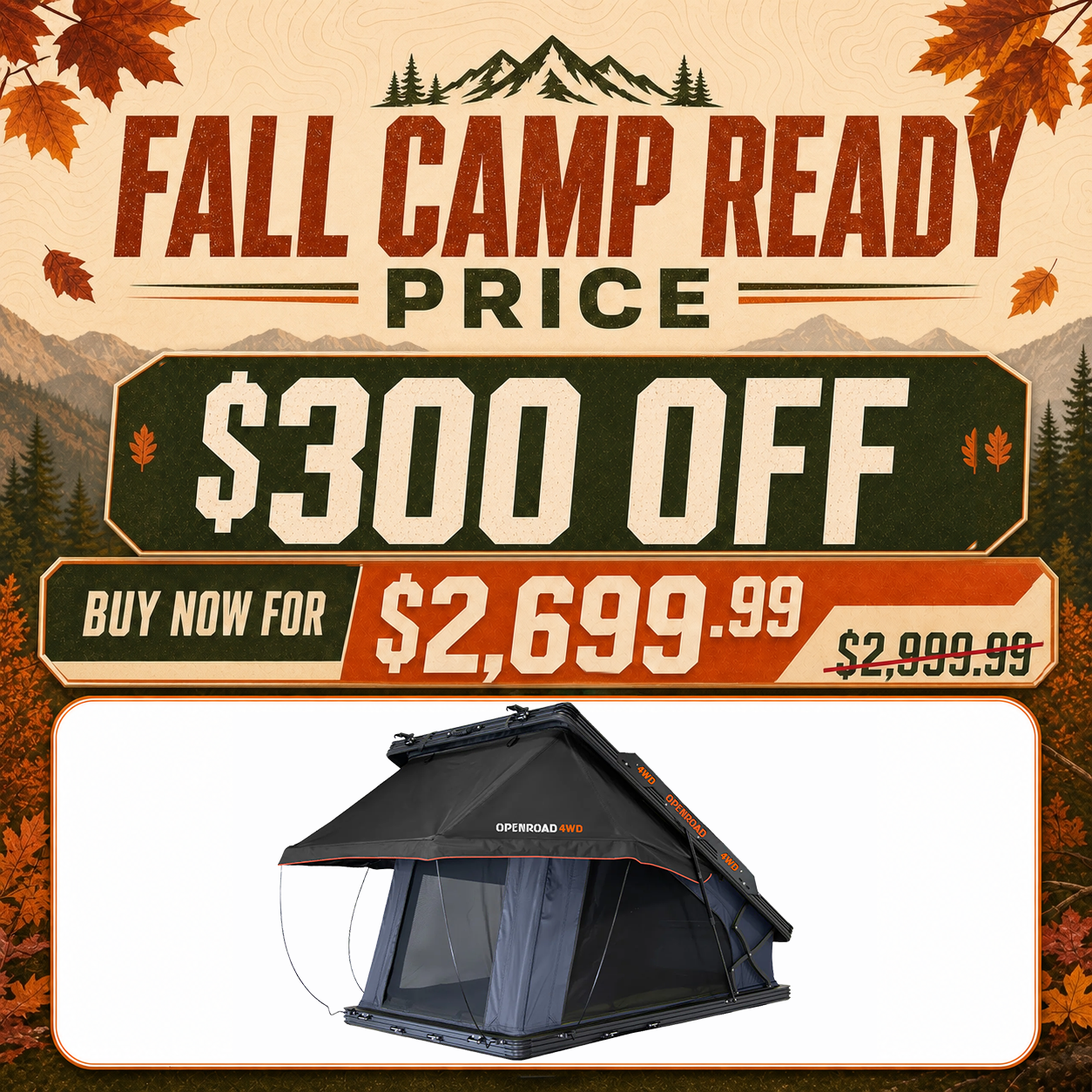 OPENROAD Aluminum Hard Shell Roof Top Tent-PeakRoof LT V2 Series openroad4wd.com