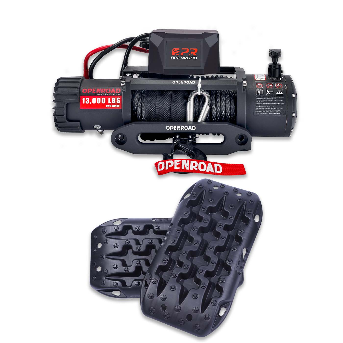 13000 lbs electric winch +Traction Boards  openroad4wd.com black  