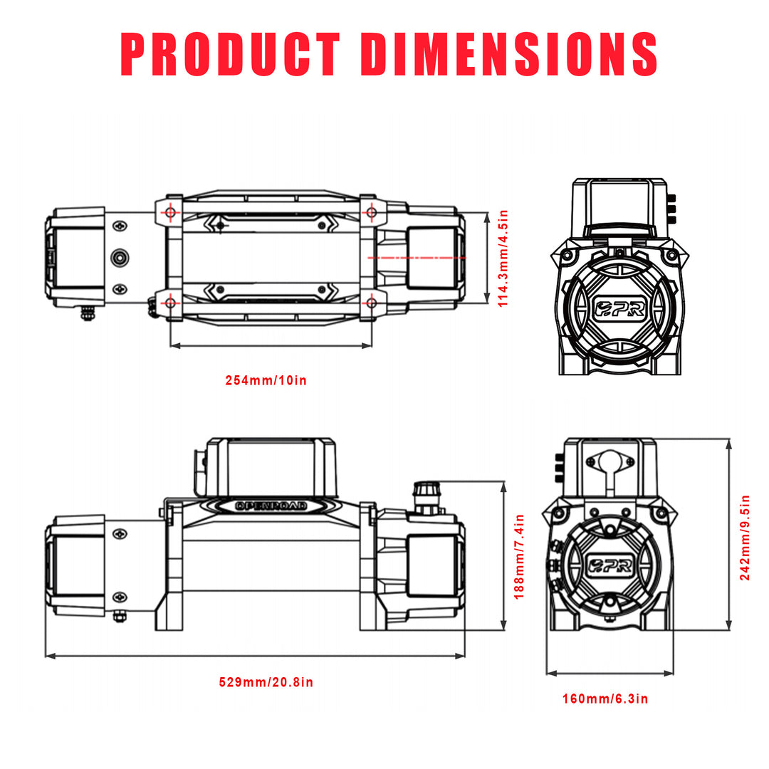 OPENROAD 12,000lbs Winch with Synthetic Rope-Panther Series 3S  Openroad4wd   