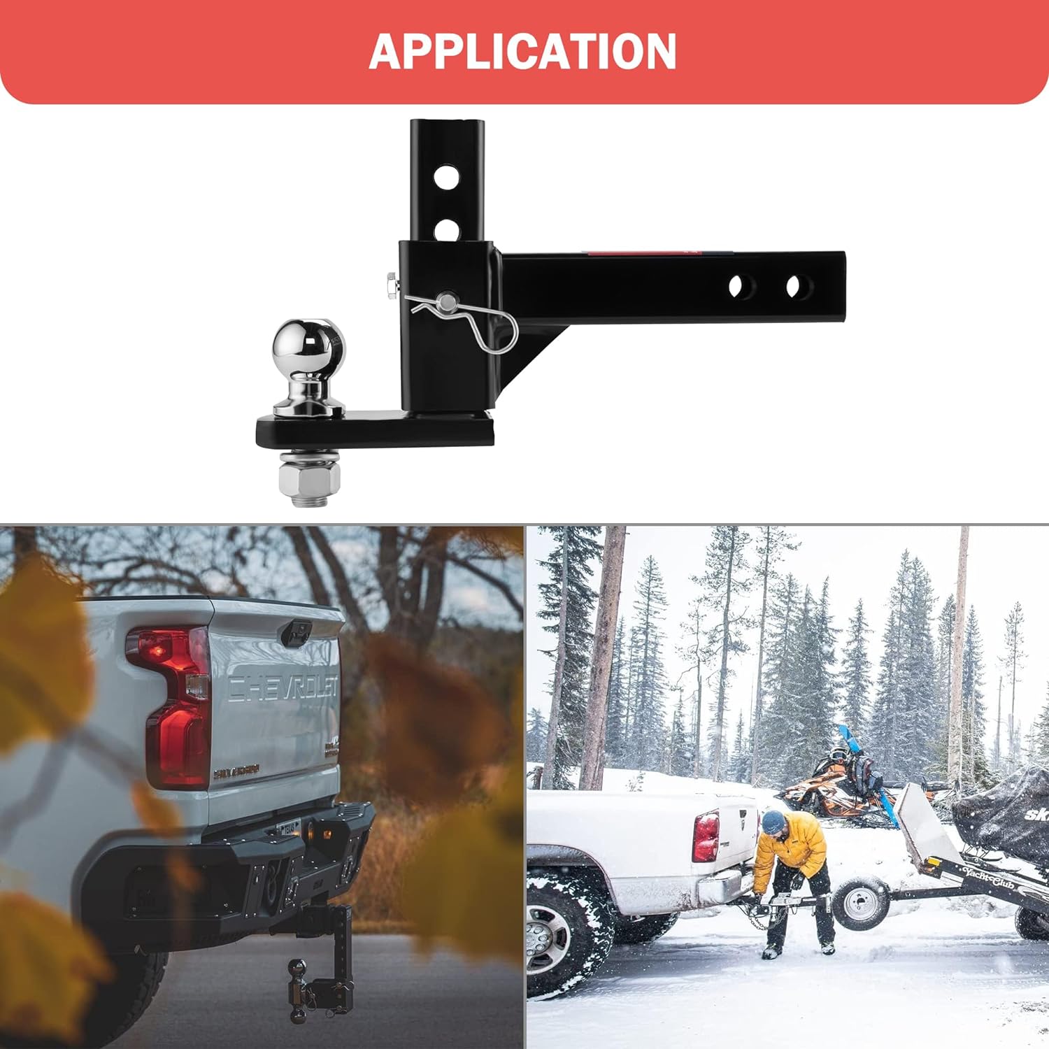 OPENROAD Adjustable Trailer Hitch Ball Mount Fits 2-Inch Receiver Openroad4wd