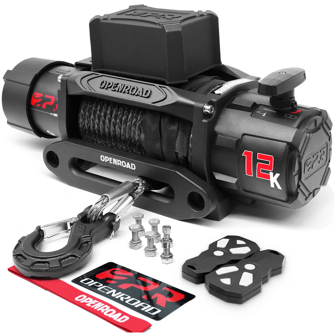 OPENROAD 12,000lbs Winch with Synthetic Rope-Panther Series 3S  Openroad4wd   