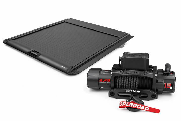 OPENROAD Aluminum Retractable Tonneau Cover with 12,000lbs Electric Winch