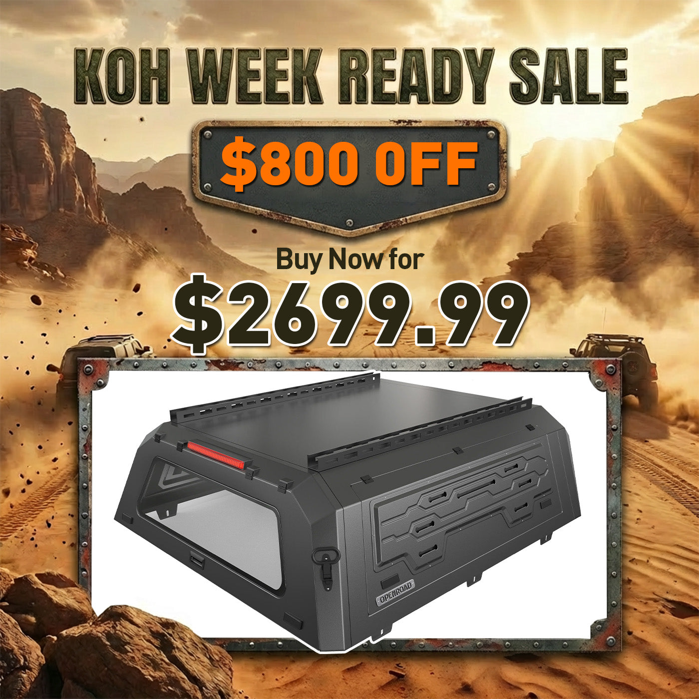 OPENROAD Aluminum Truck Cap with Three-Color Light