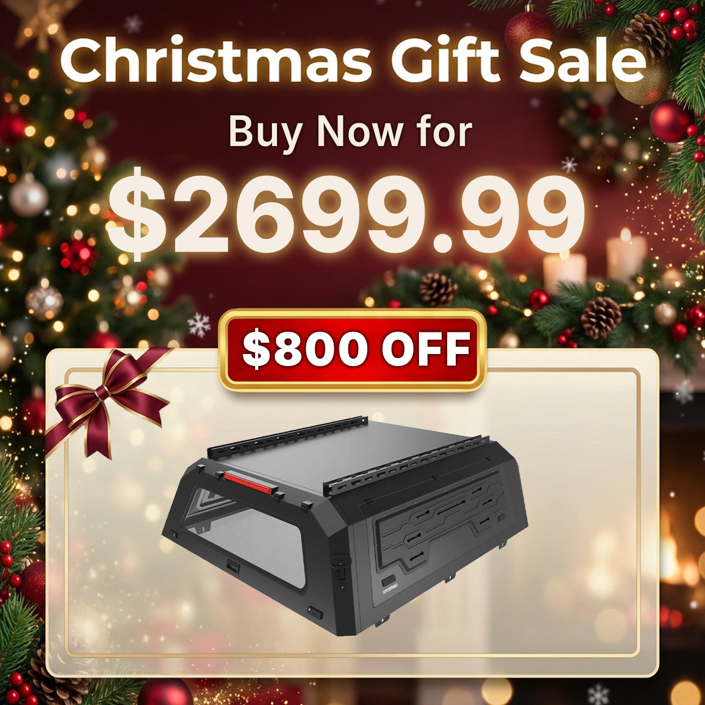 OPENROAD Truck Cap with Full Wing Doors, Extra-Large Storage, and LED Brake Light