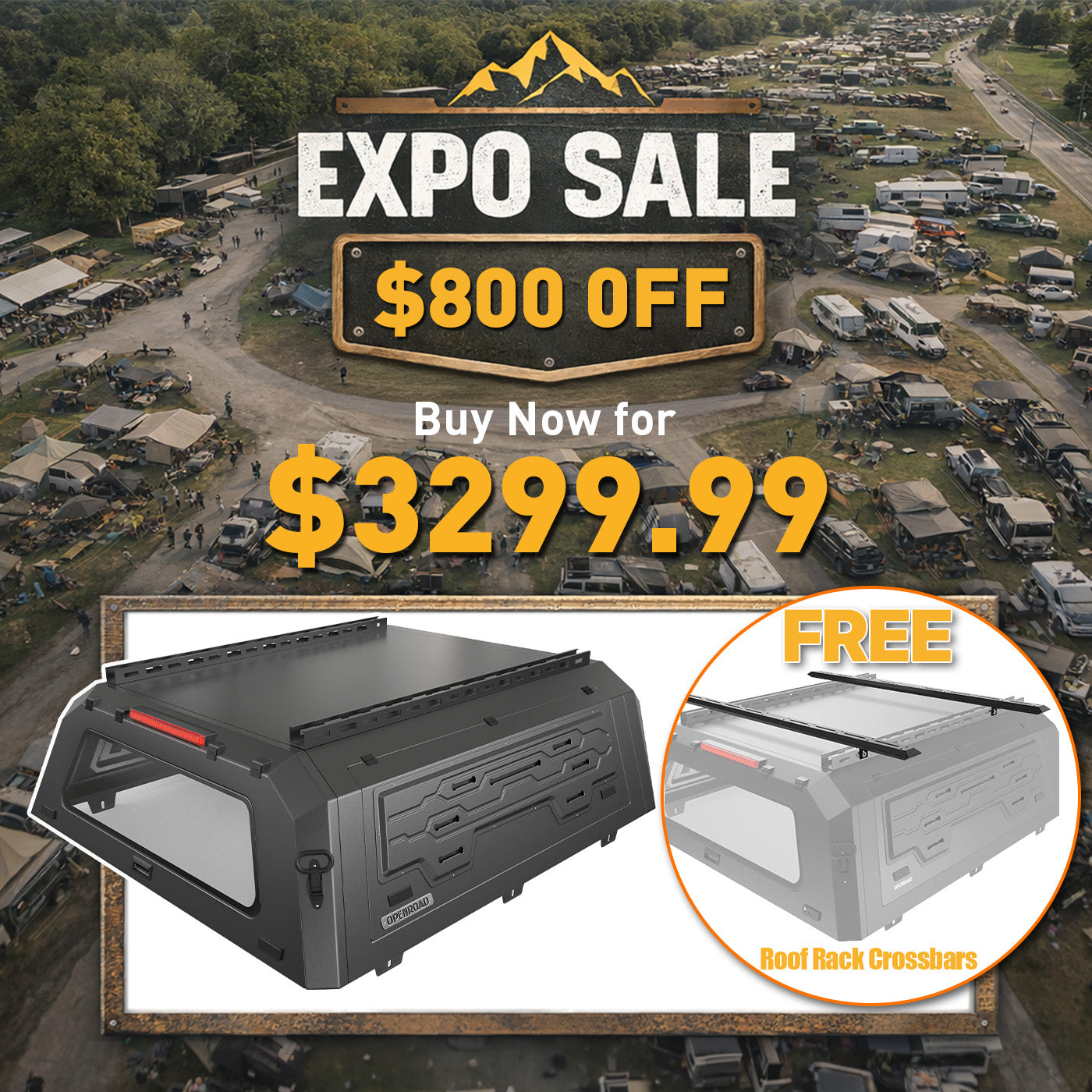 OPENROAD Aluminum Truck Cap with Three-Color Light