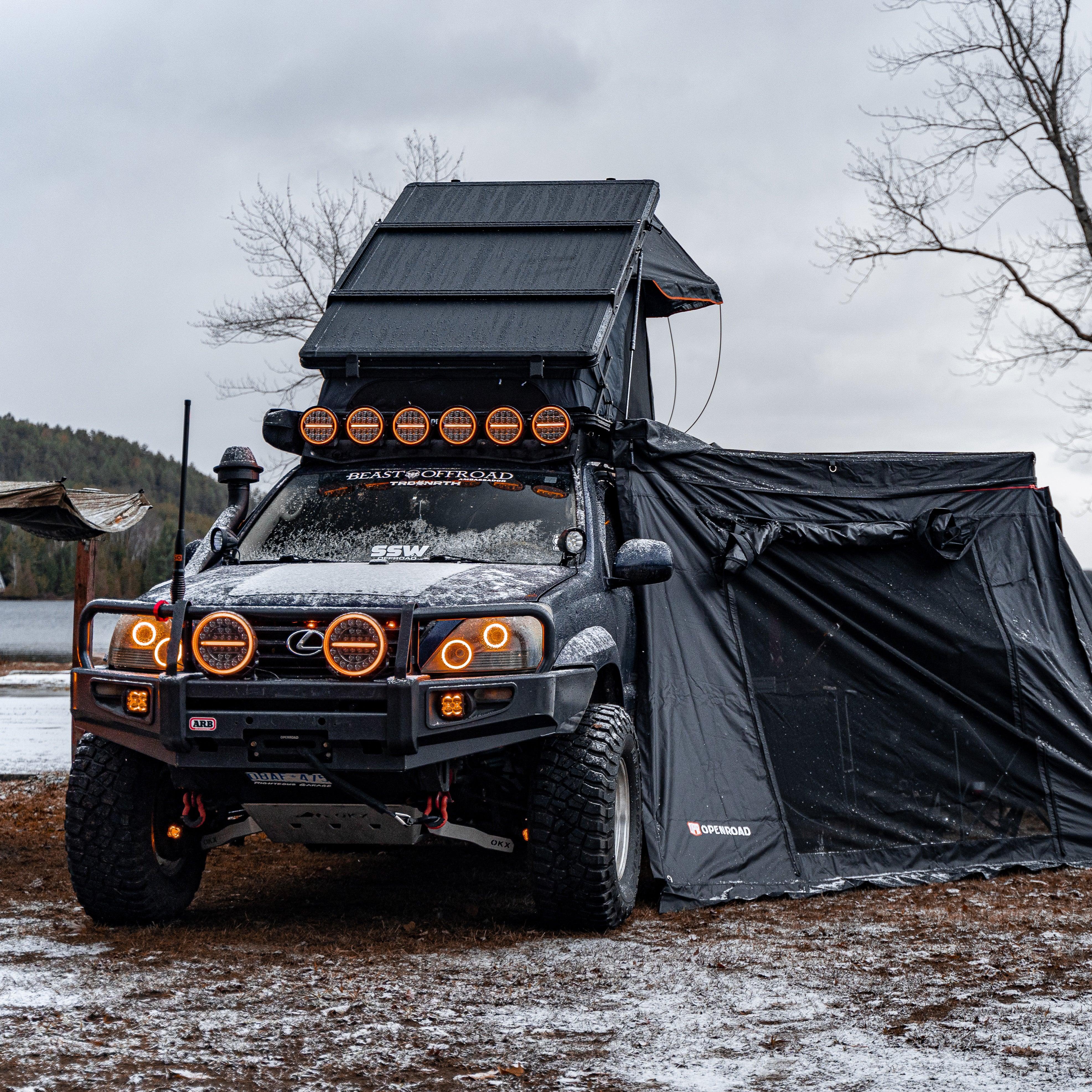 OPENROAD 270 Free Standing Awning with Aluminum Hard Shell Roof Top Te – Openroad4wd