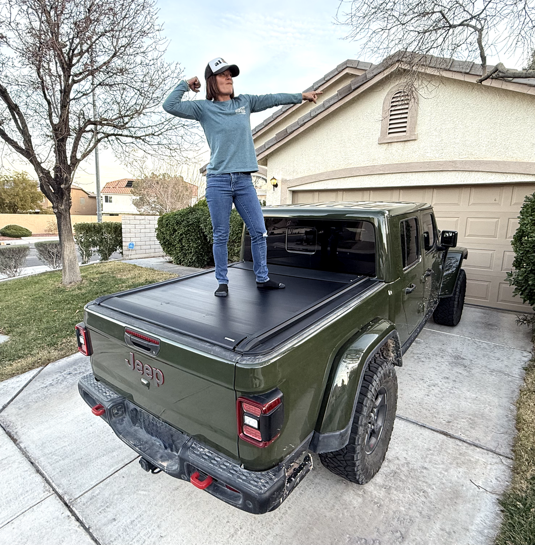 OPENROAD Aluminum Retractable Tonneau Cover with 12,000lbs Electric Winch Openroad4wd