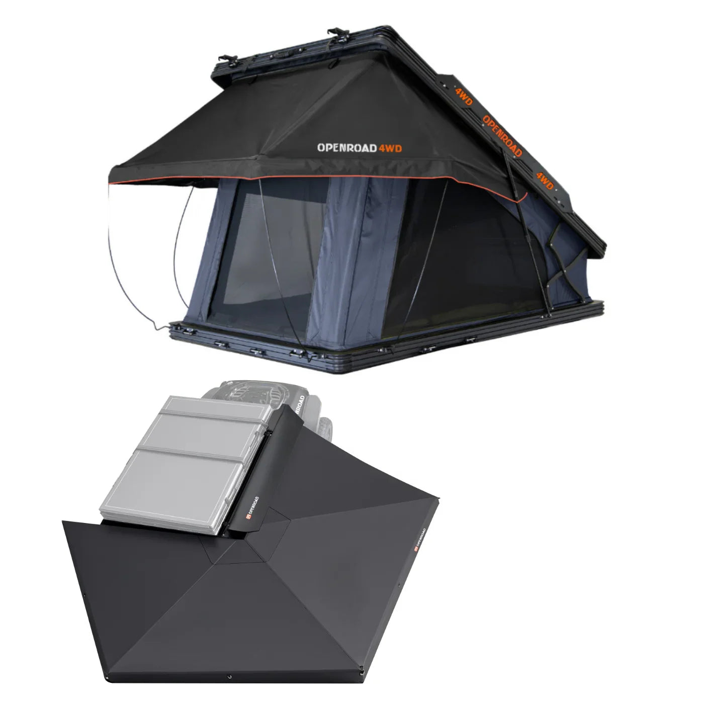 lightest roof top tent hard shell OPENROAD Aluminum Hard Shell Roof Top Tent with 270 Free Standing Awning with Two Lightweight Foldable Chair and Camping Light, Passenger