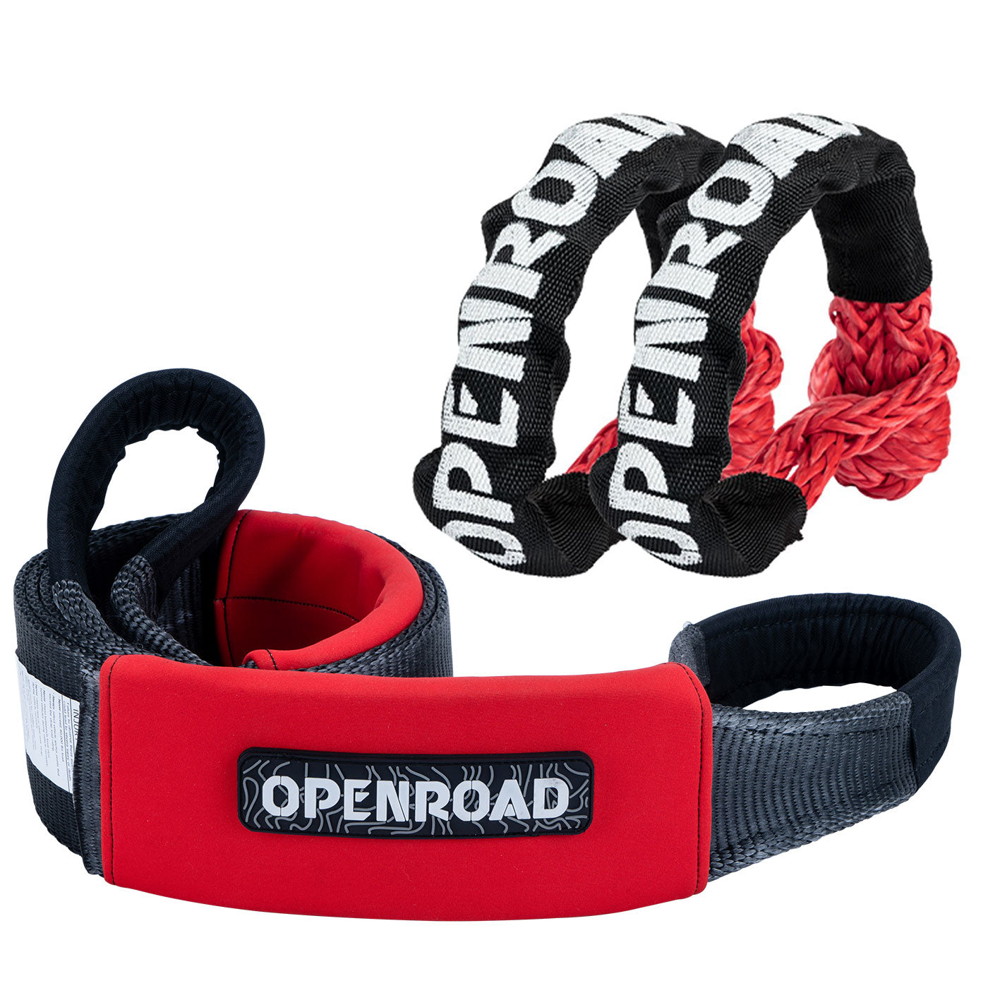 OPENROAD 4''x8' Break Strength 40,000 lbs Tree Saver Strap, Triple Reinforced Webbing. Towing Rope OPENROAD Tree Strap Add Soft Shackle Rope  