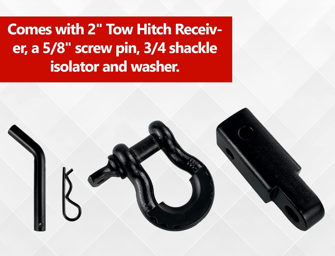 2" Trailer Hitch Receiver with 5/8" Screw Pin, 3/4 Shackle, 400 lb Breaking Strength Heavy Duty Receiver Kit Openroad4wd