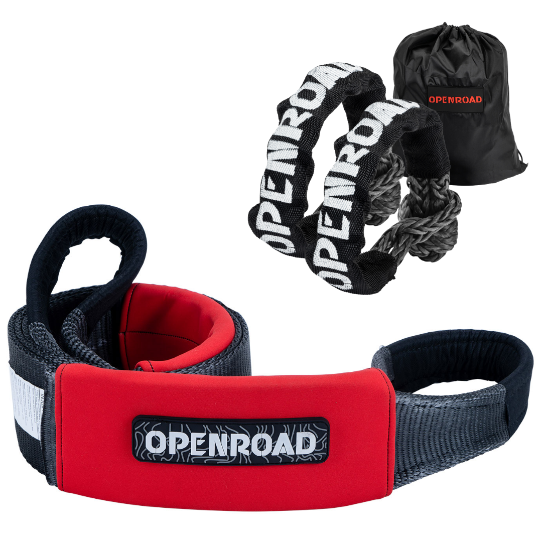 OPENROAD 4''x8' Break Strength 30,000 lbs Tree Saver Strap Towing Rope OPENROAD