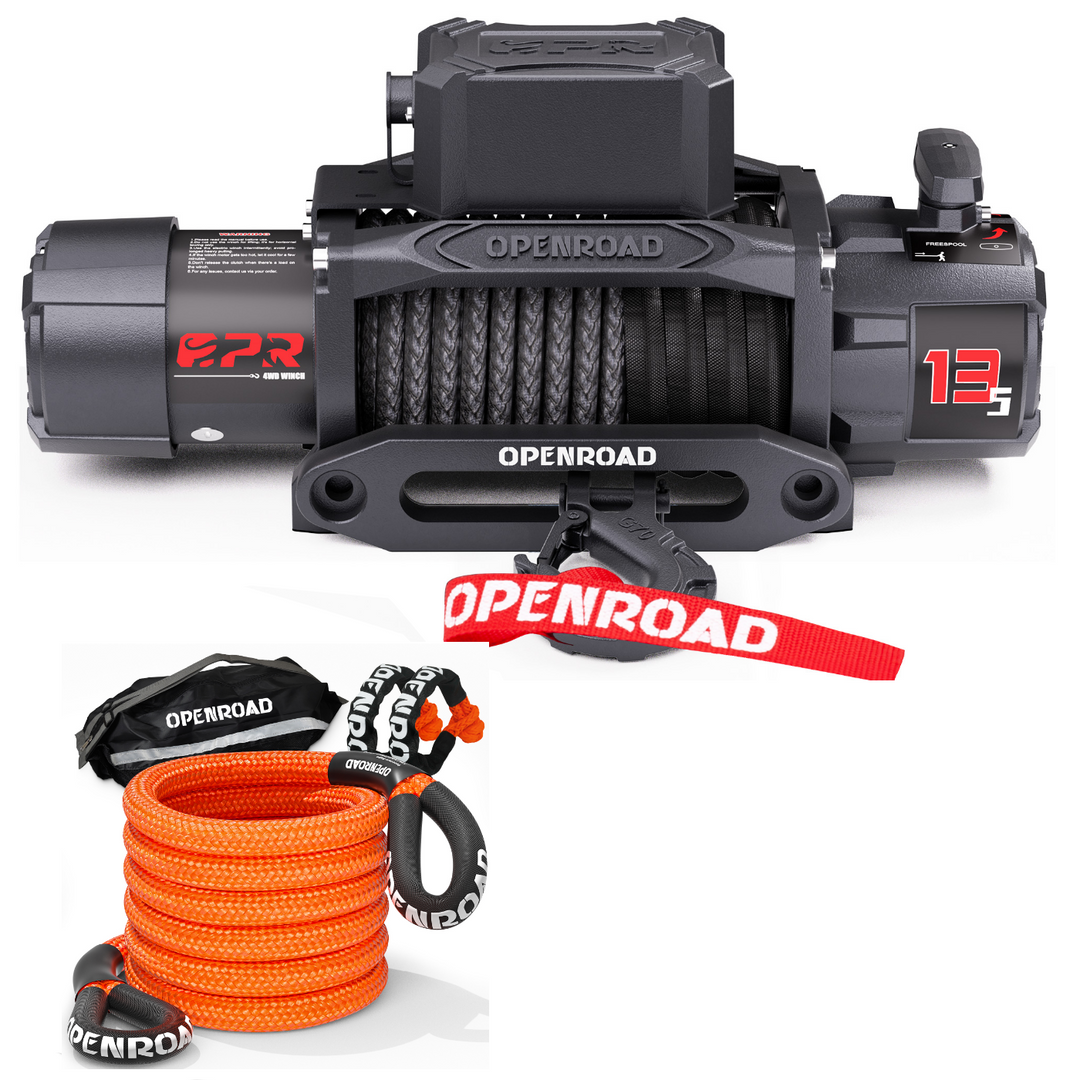 OPENROAD -Panther Series 3S 13,500lbs Winch with Synthetic Rope winch Openroad4wd 13500lbs Winch with Kinetic Rope and Soft Shackle