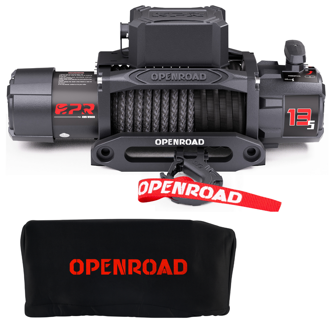 OPENROAD -Panther Series 3S 13,500lbs Winch with Synthetic Rope winch Openroad4wd 13500lbs Winch with Winch protection cover