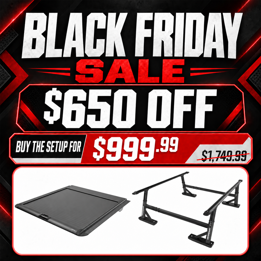 OPENROAD Universal Fit Adjustable Bed Rack for Trucks with Aluminum Retractable Tonneau Cover