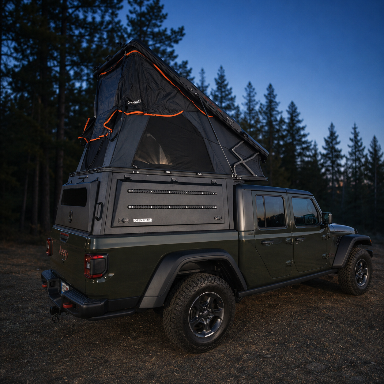 OPENROAD Aluminum Truck Topper with Integrated Rooftop Tent — Lightweight 4-Season Overland Camper Openroad4wd