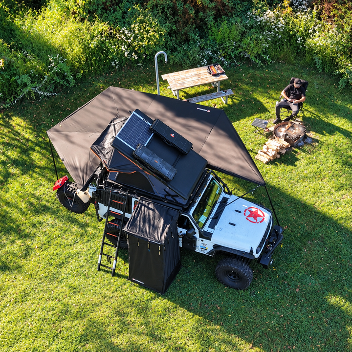 OPENROAD 270 Free Standing Awning with 270 Awning Side Wall with Shower Awning V2 Openroad4wd
