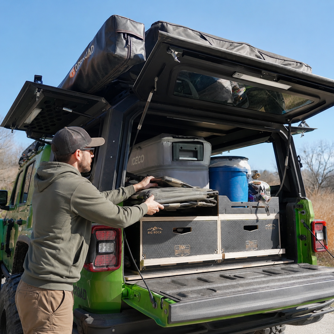 OPENROAD Aluminum Truck Cap with Roof Rack Crossbars with Truck Cap Storage Box