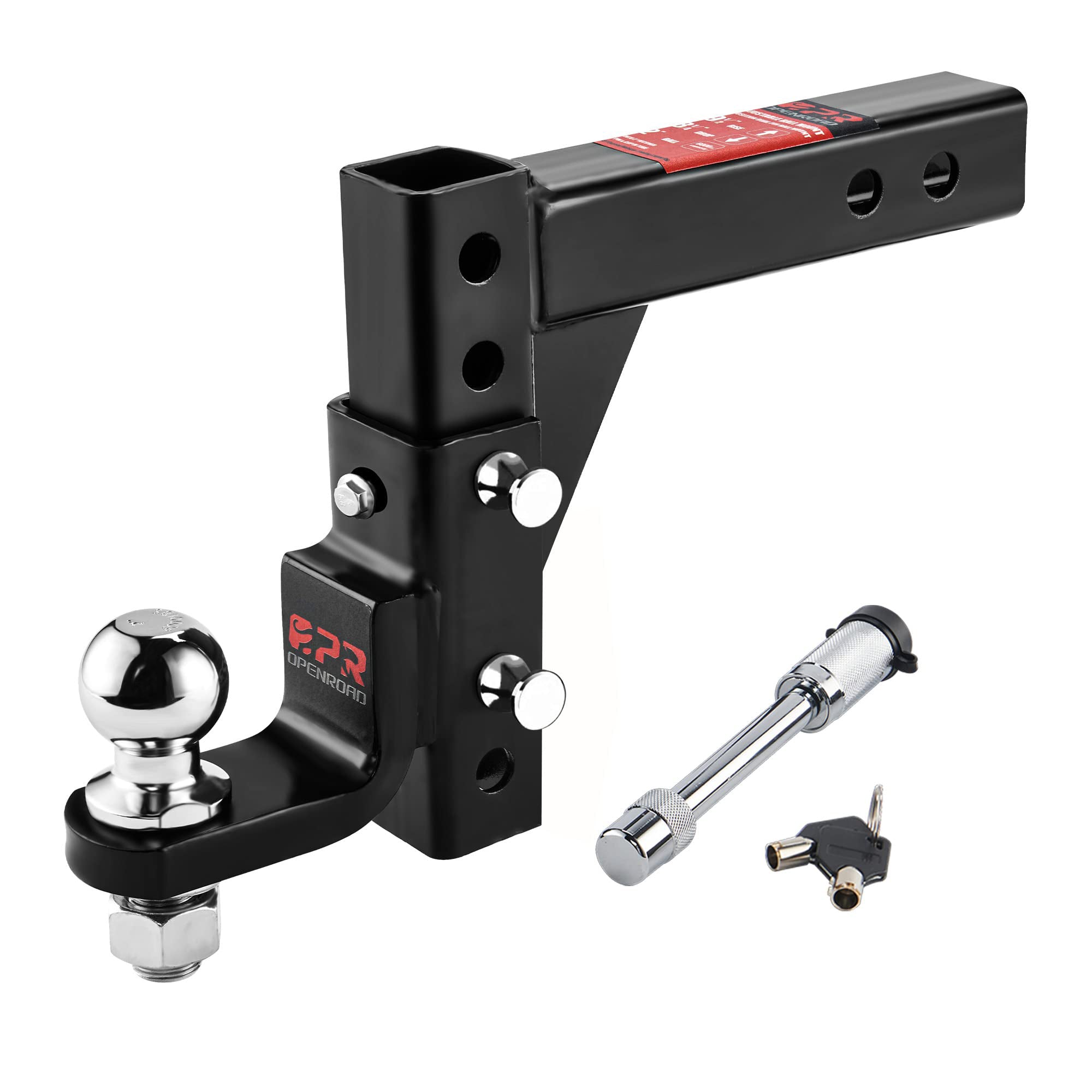 OPENROAD Adjustable Trailer Hitch Ball Mount Fits 2-Inch Receiver, 2" Tow Balls 7500lbs  openroad4wd.com   