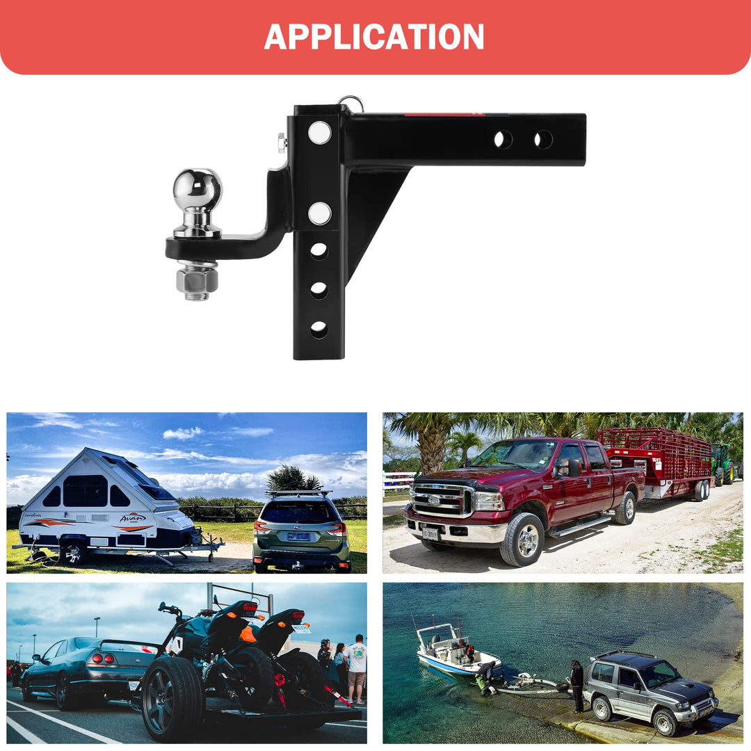 OPENROAD Adjustable Trailer Hitch Ball Mount Fits 2-Inch Receiver, 2" Tow Balls 7500lbs  openroad4wd.com   