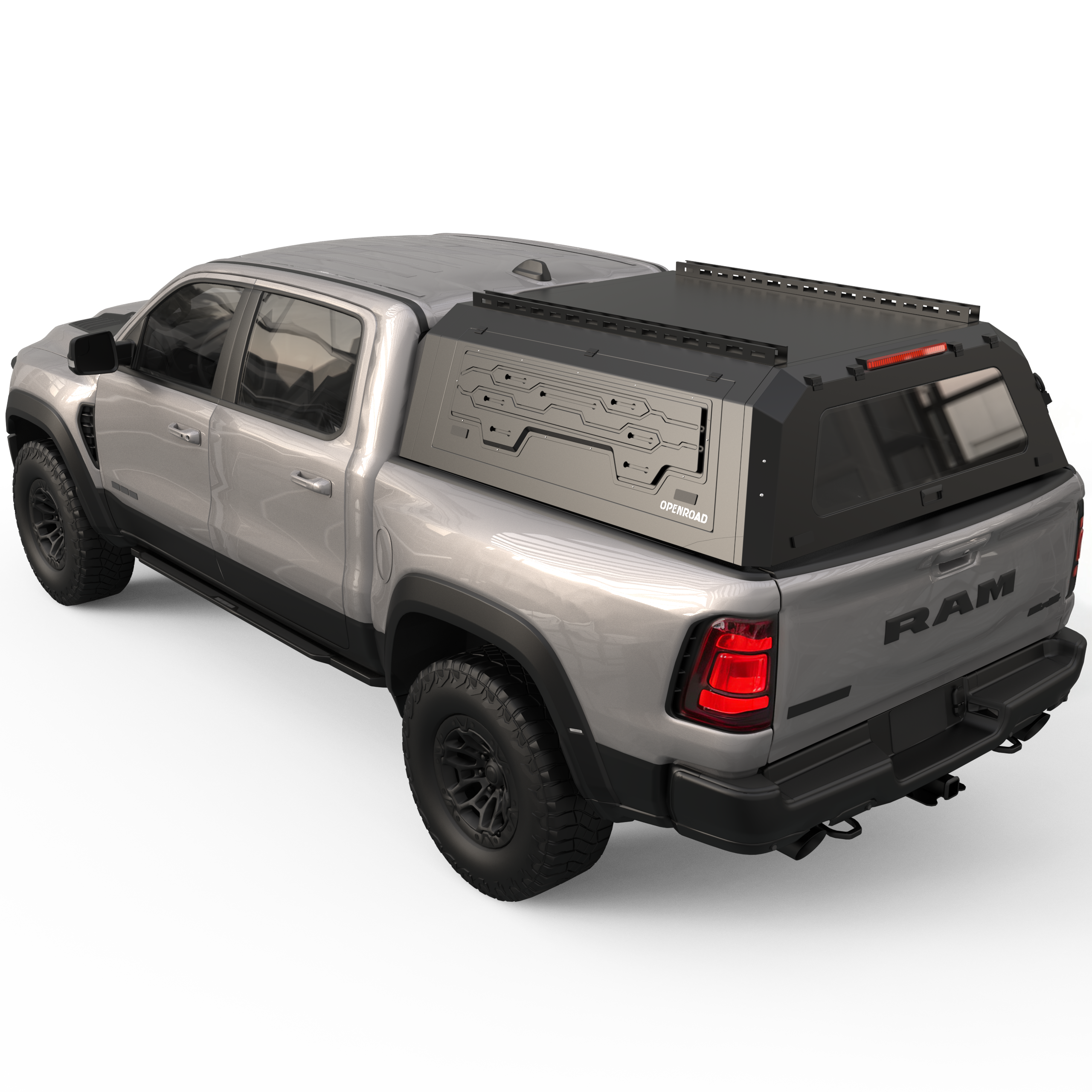 OPENROAD Truck Cap with Full Wing Doors, Extra-Large Storage, and LED Brake Light