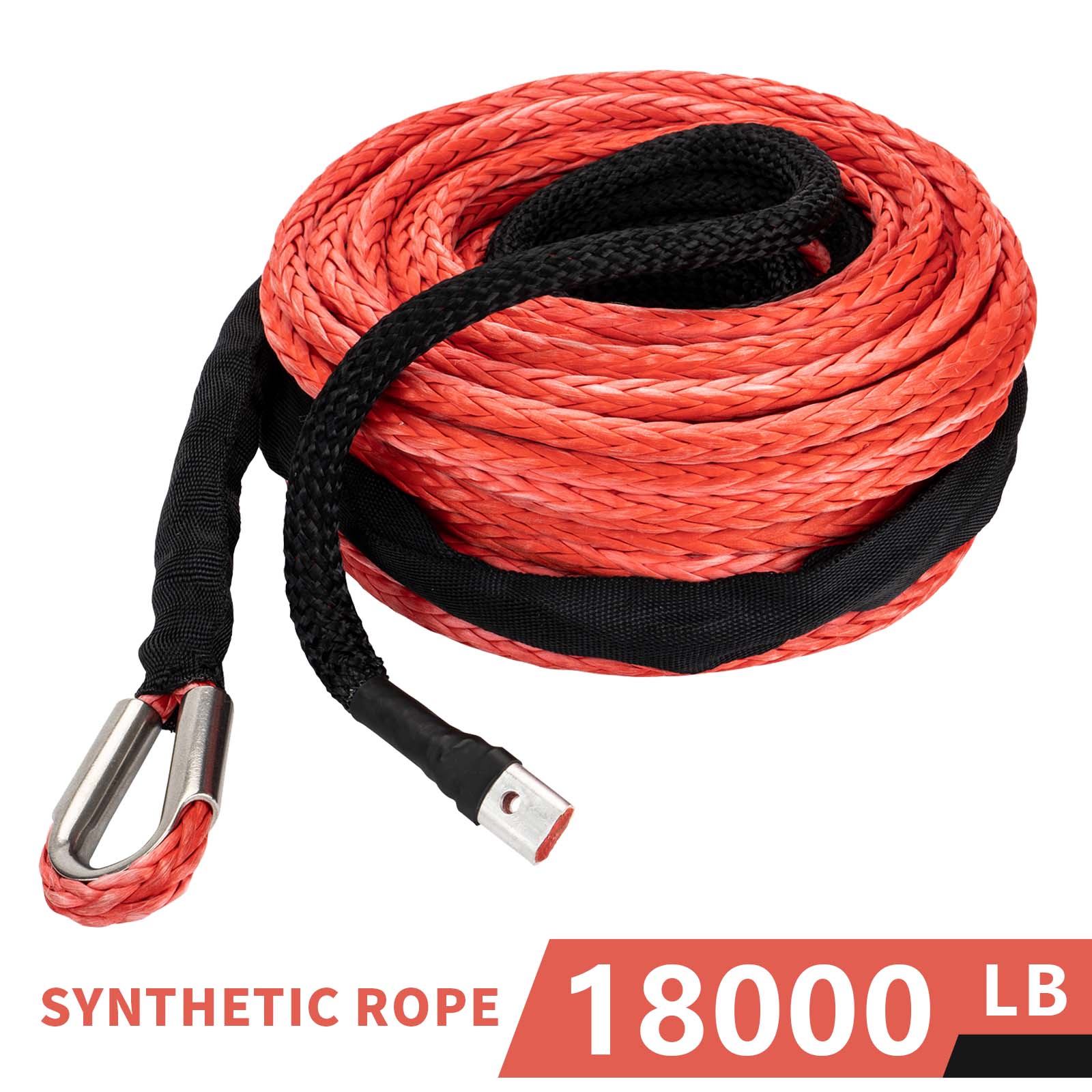 OPENROAD Synthetic Winch Rope, 3/8" x 85'-18000 LBs Winch Line Rope Replacement with Protective Sleeve/Rope Winch Hook  OPENROAD   