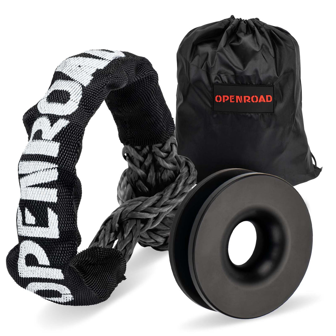 OPENROAD Soft Shackle Synthetic Rope 37000lbs with Recovery Snatch Ring Protective Sleeve  OPENROAD   