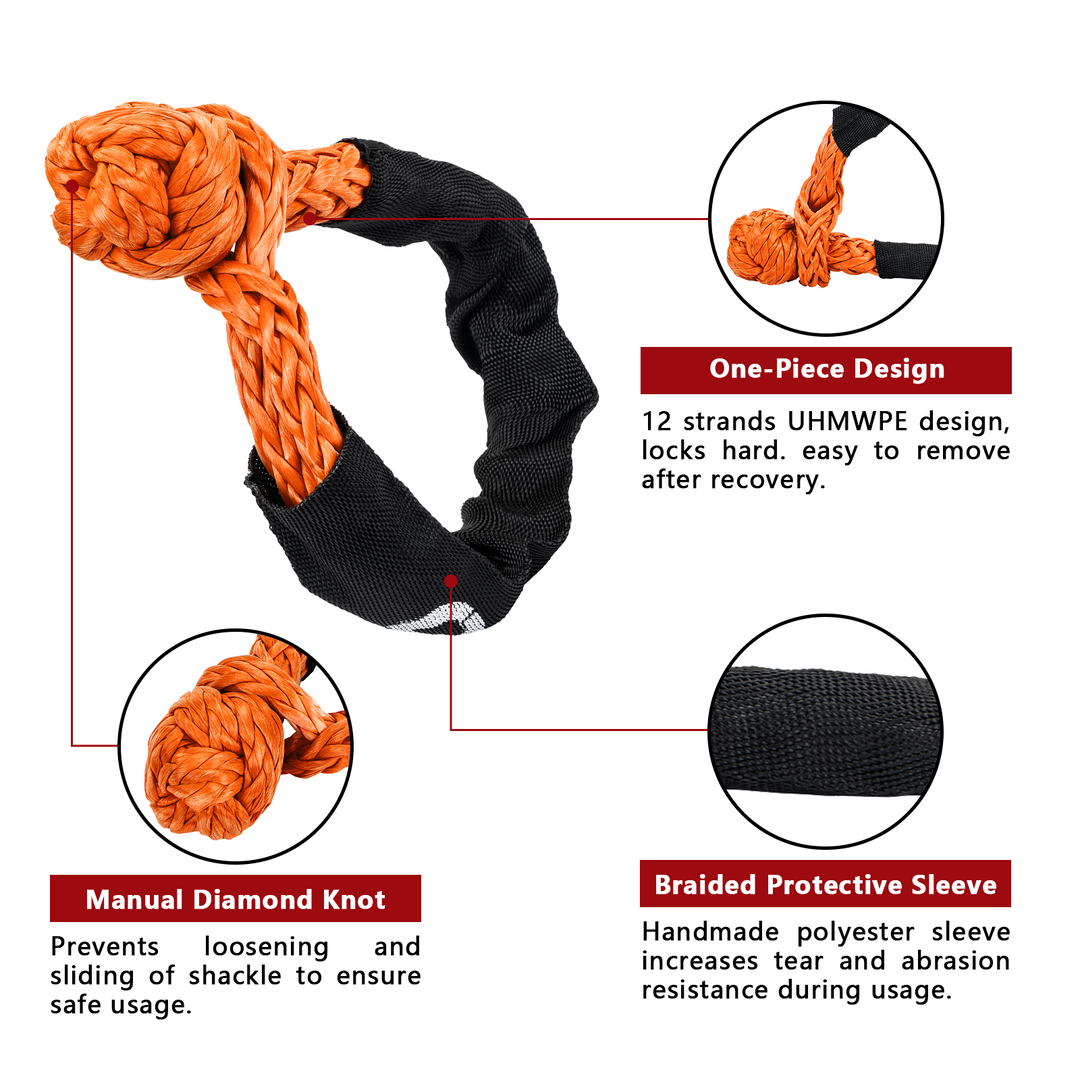 OPENROAD Synthetic Soft Shackle Rope, 2" X 23" (38,000lbs)  openroad4wd.com   