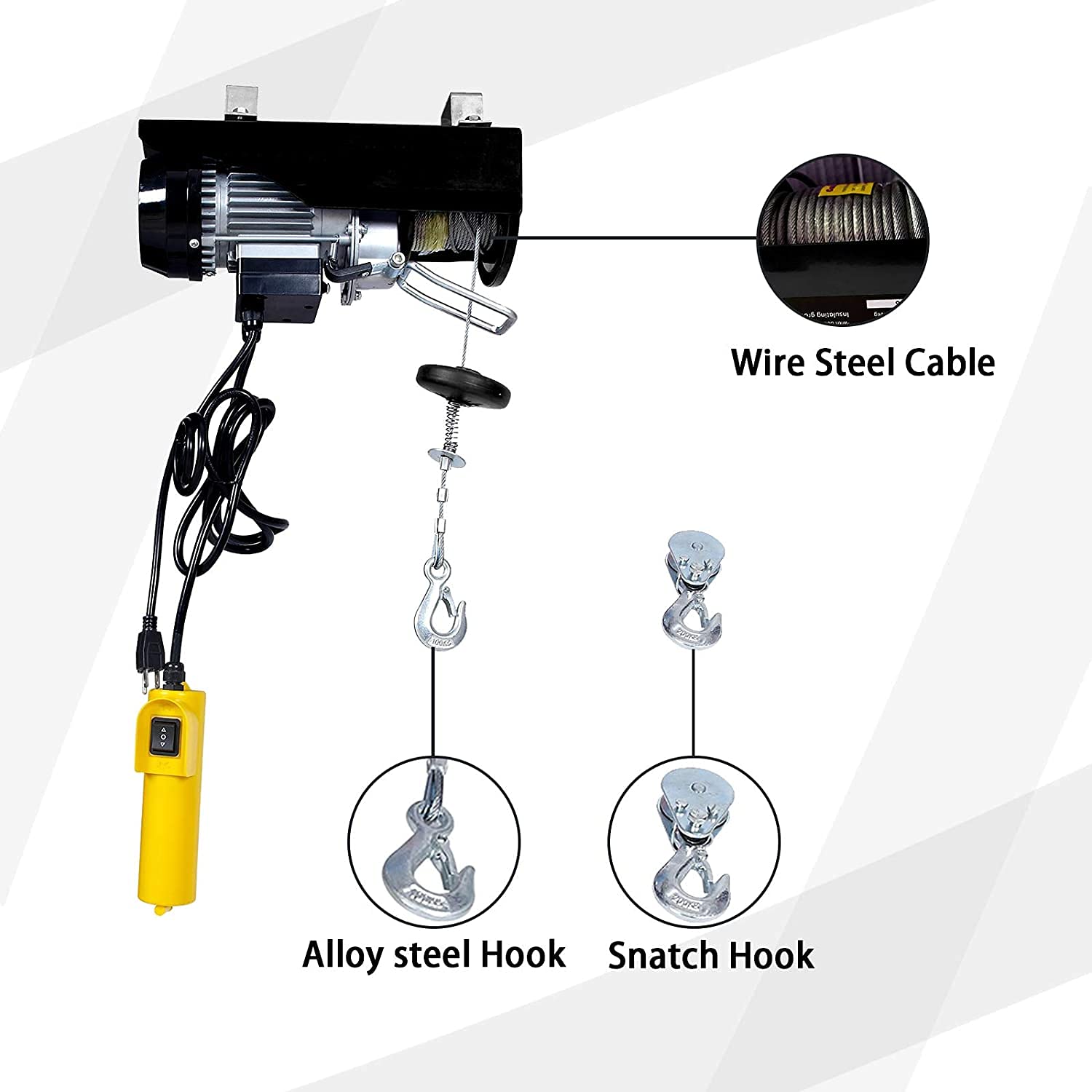 OPENROAD 880 LBS Lift Electric Hoist Crane Remote Control Power System for Garage Ceiling Crane Overhead (400kg) hoists OPENROAD   
