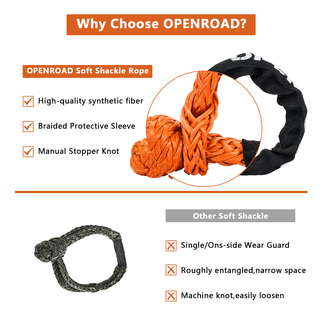 OPENROAD Synthetic Soft Shackle Rope, 2" X 23" (38,000lbs)  openroad4wd.com   