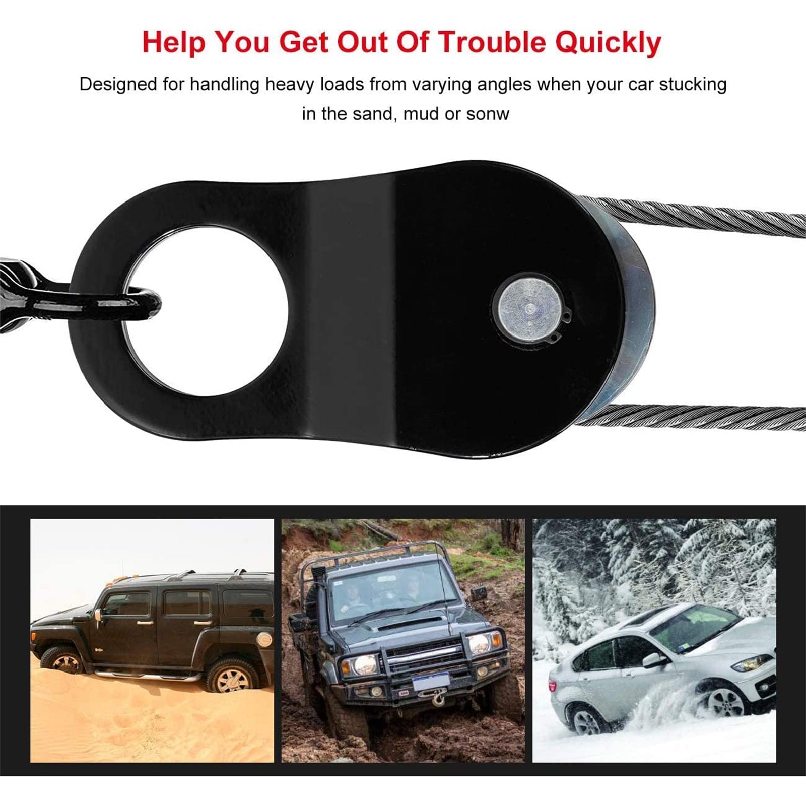 OPENROAD Heavy Duty 10 Ton Snatch Block Capacity Recovery Winch Pulley Block (20000LB)  openroad4wd.com   