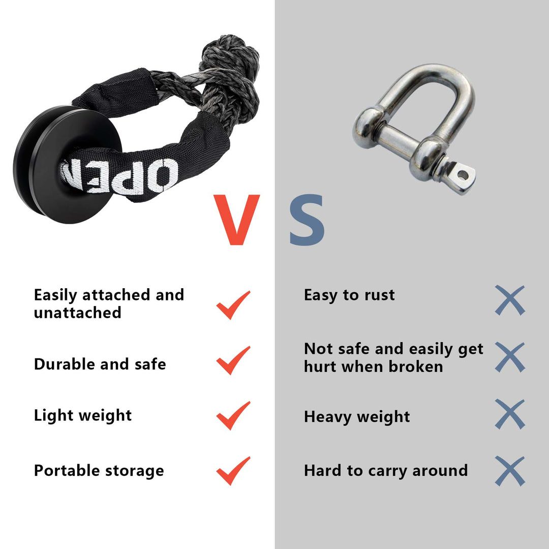 OPENROAD Soft Shackle Synthetic Rope 37000lbs with Recovery Snatch Ring Protective Sleeve  OPENROAD   