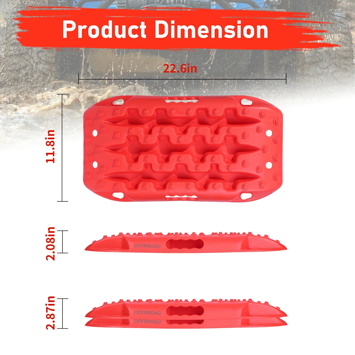 OPENROAD 5 Generation Off-Road Traction Boards (2pcs) | Red Recovery Traction Boards OPENROAD   