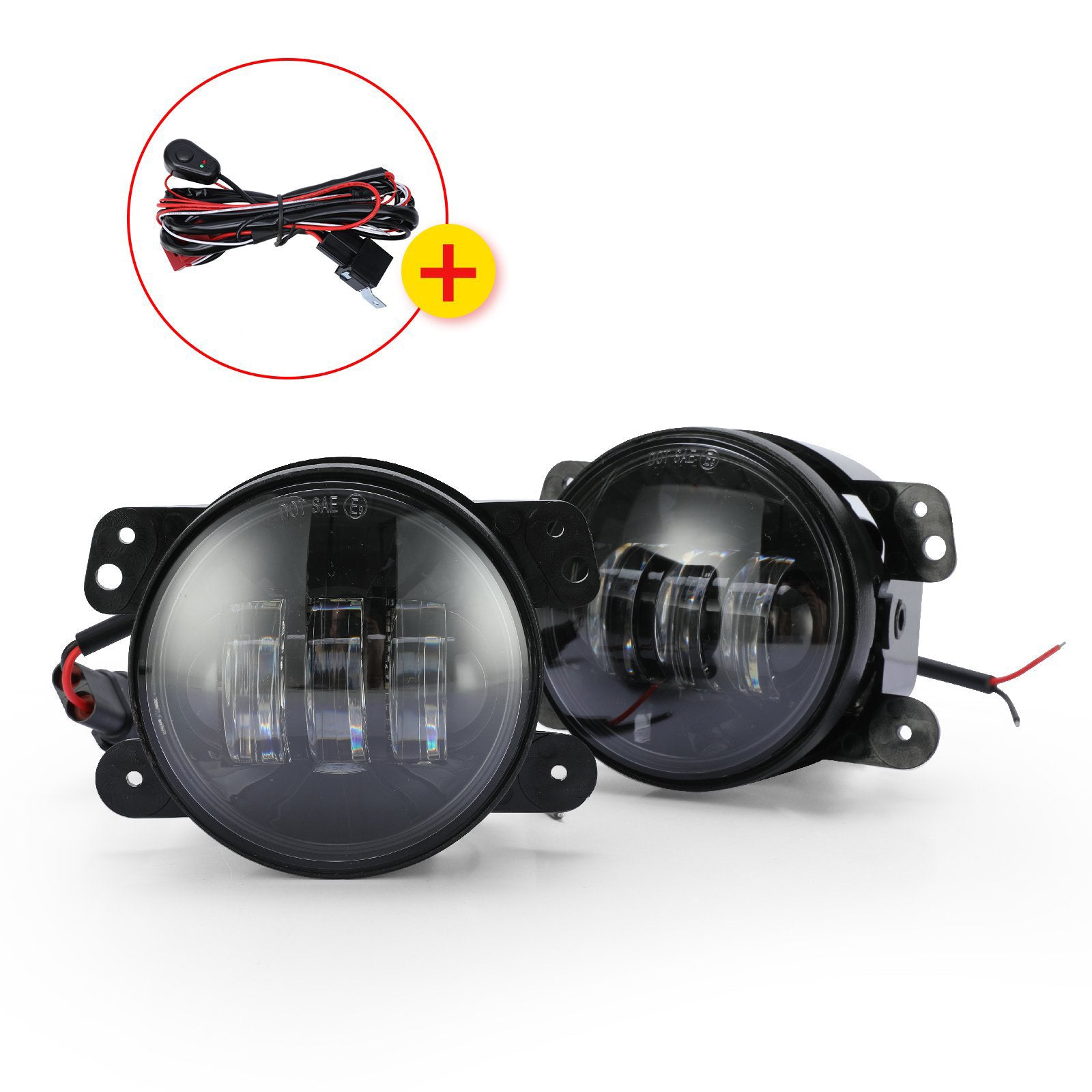 4-Inch Round LED Fog  Compatible with Jeep Wrangler Dodge LED Lighting Switch With Wire Group Fog Lamp OPENROAD A pair LED Fog  