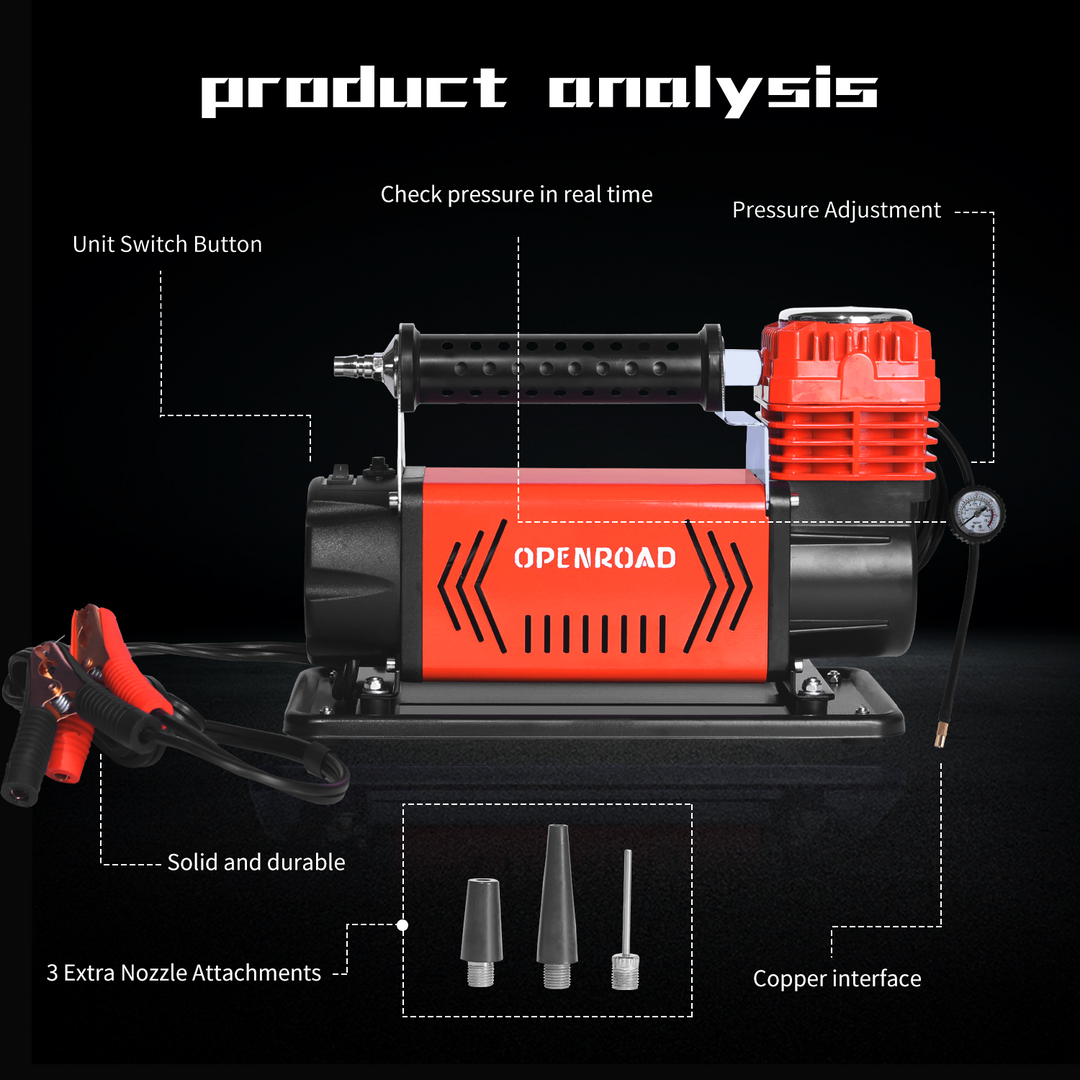 OPENROAD 12V Portable Inflator Air Compressor Heavy Duty, 5.65CFM Truck Tires Inflator, Offroad Air Compressor Kit for Car Tires 150PSI Air Compressor OPENROAD   