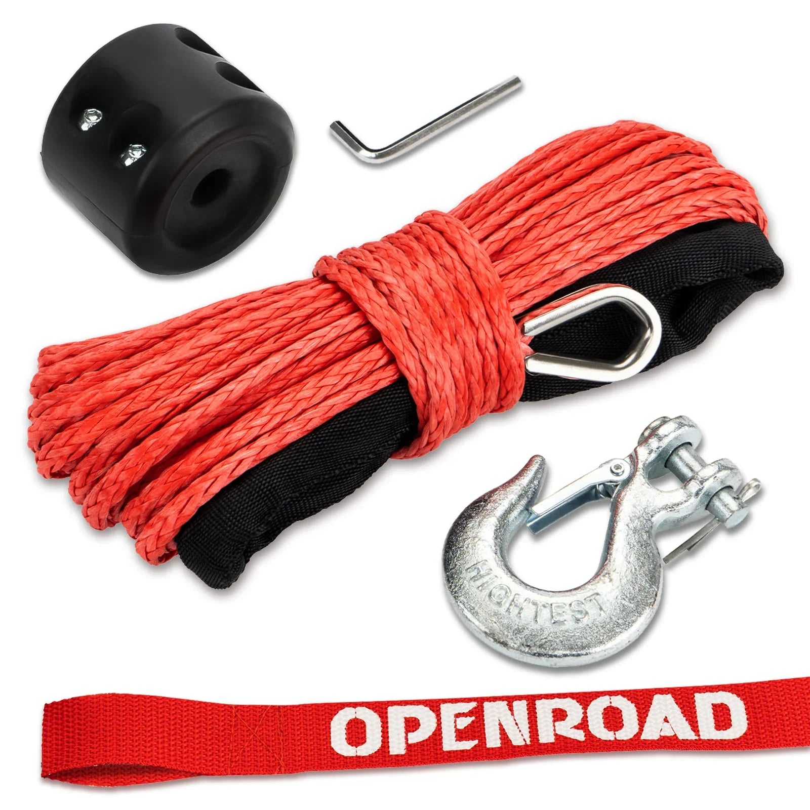 Extension Rope Block OPENROAD Synthetic Winch Rope 3/16'' x 50'Winch Rope Extension with Ga ...