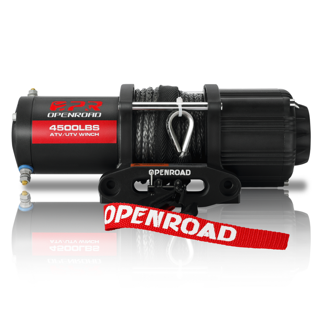 OPENROAD 4500lbs ATV/UTV Winch with Synthetic Rope and 2 Wireless Remotes winch OPENROAD 4500 lb with Mounting Plate  