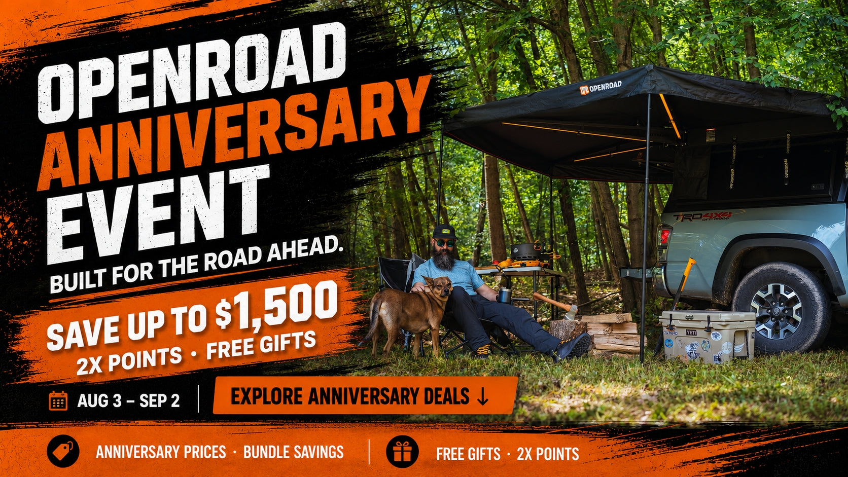 OPENROAD Anniversary Event — save up to $1,500 on select setups, August 3 through September 2