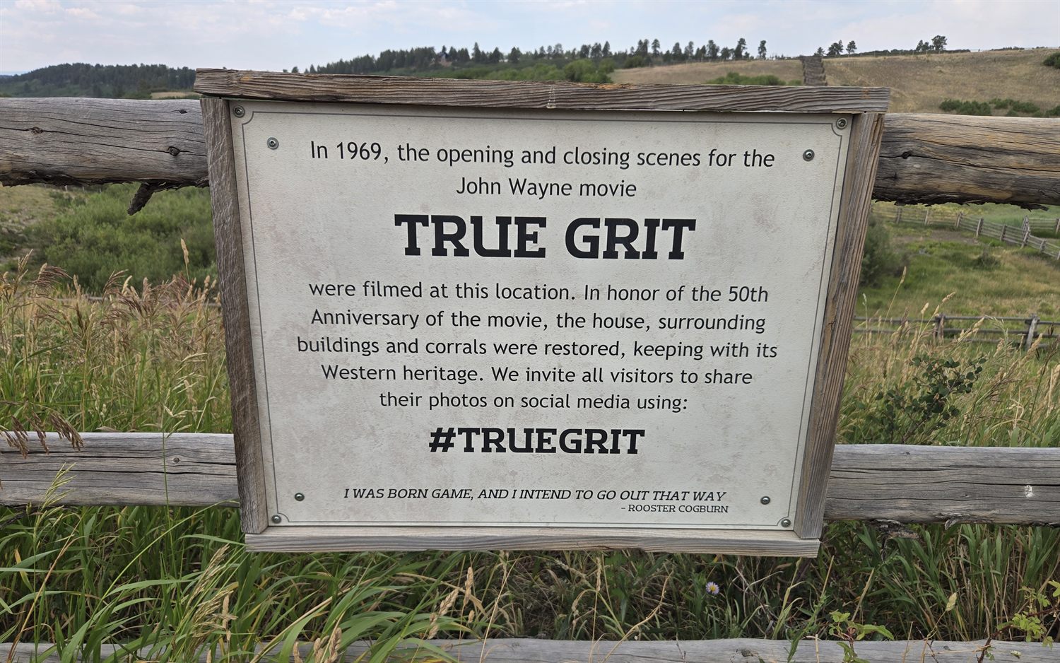 True Grit historic location sign in Colorado